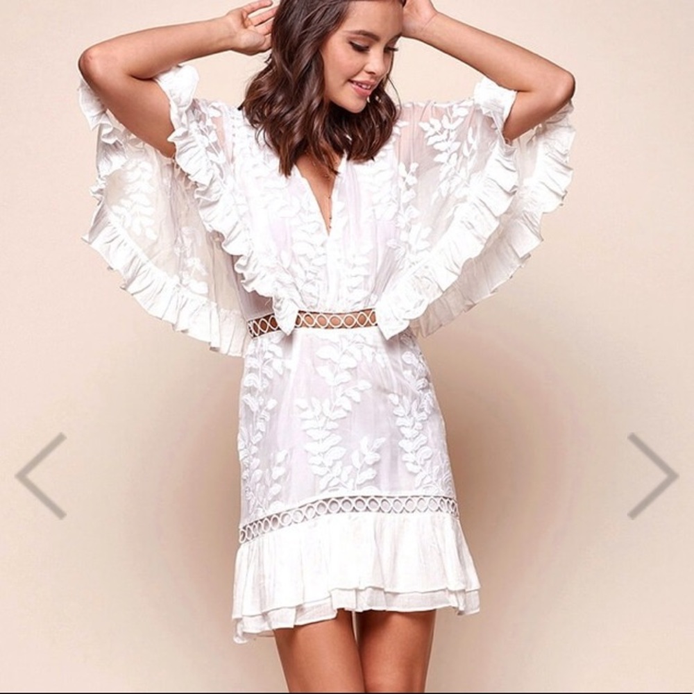 Selfie Leslie Caspar Leafy Embroidered Dress